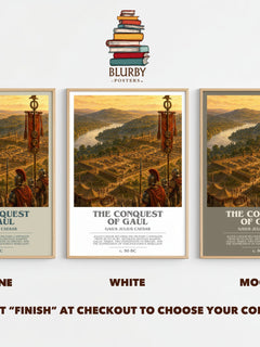 The Conquest Of Gaul bookish print framed by window – Stone, White and Mocha side by side – choose your colour