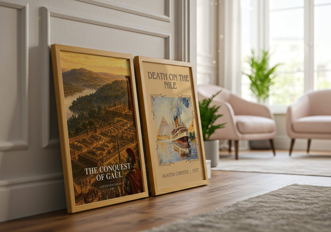 The Conquest Of Gaul watercolour print framed by window – literary home decor