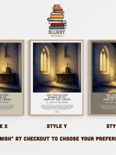 Collected Works of St. John of the Cross Bookish Wall Art by S. Cross – Style X, Y and Z side by side – choose your finish