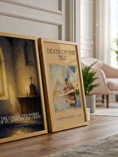 The Collected Works of St. John of the Cross watercolour print framed by window – literary home decor