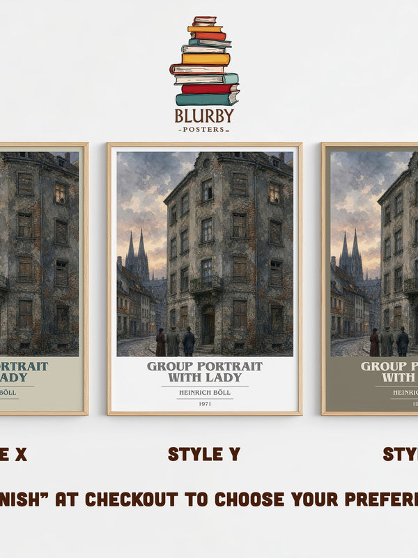Group Portrait with Lady book cover print in frame leaning in hallway – literary fiction wall art