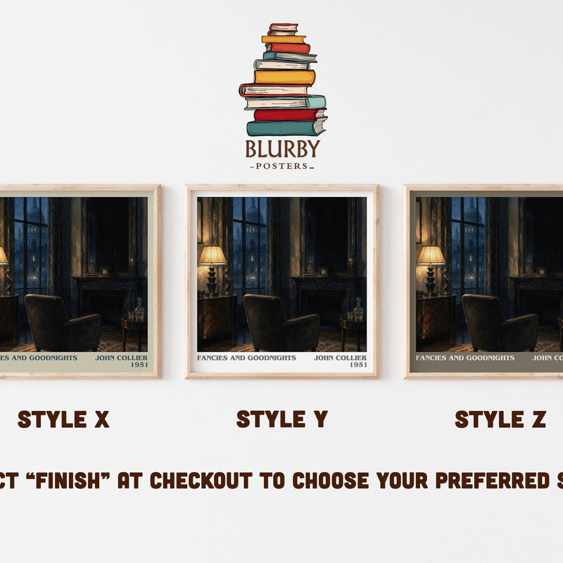 Fancies And Goodnights literary print in frame leaning in hallway – horror wall art