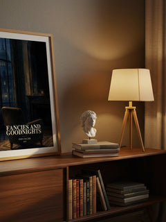 Fancies And Goodnights watercolour print on bookshelf – John Collier fan gift