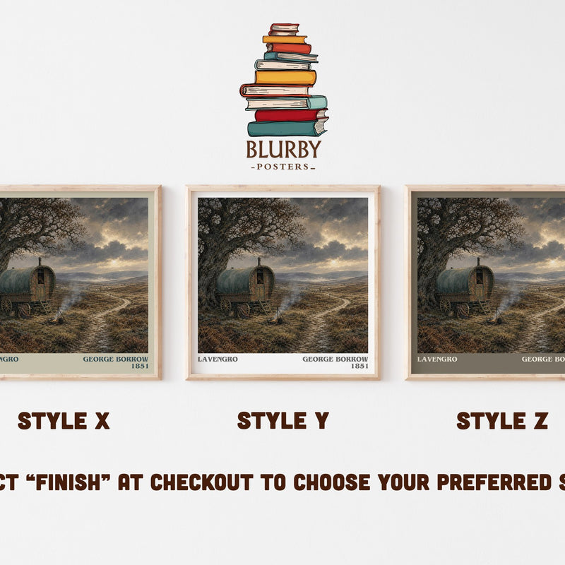 Lavengro literary print in frame leaning in hallway – adventure wall art