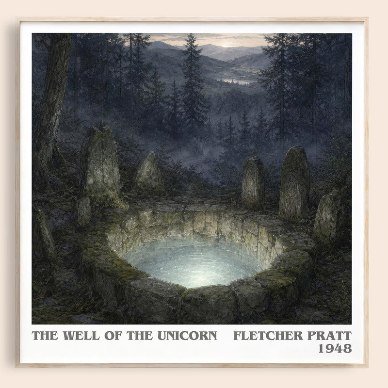 The Well Of The Unicorn literary book poster by Fletcher Pratt – framed literary art print