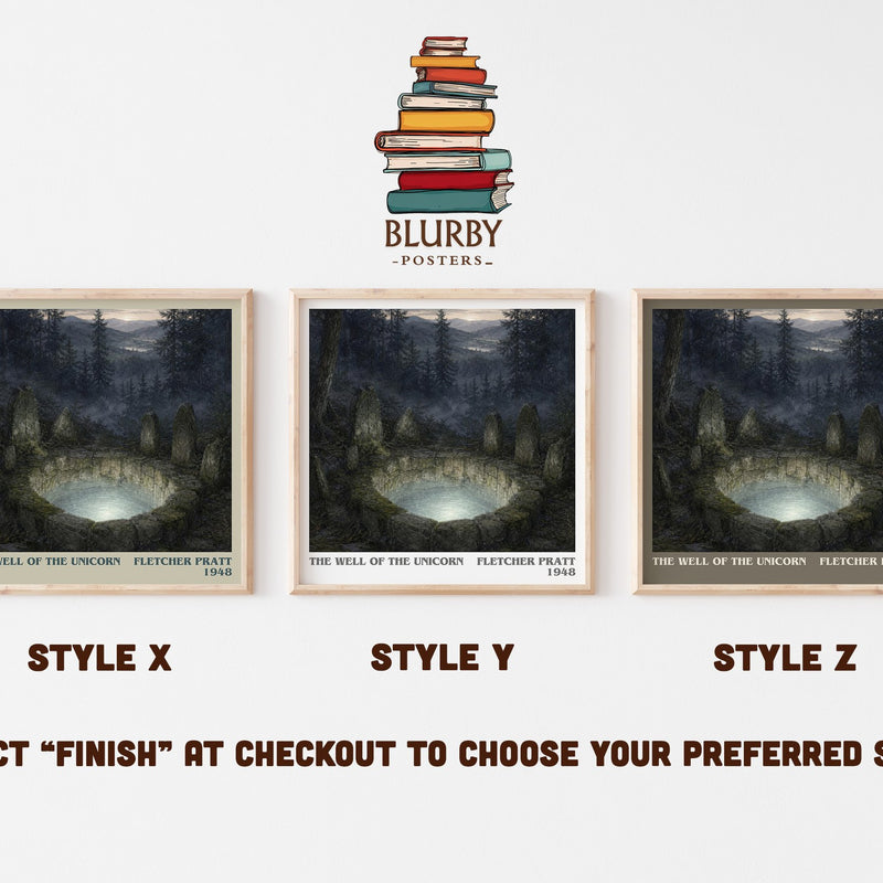 The Well Of The Unicorn literary print in frame leaning in hallway – fantasy wall art