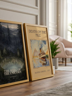 The Well Of The Unicorn watercolour print framed by window – literary home decor