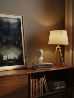 The Well Of The Unicorn watercolour print on bookshelf – Fletcher Pratt fan gift