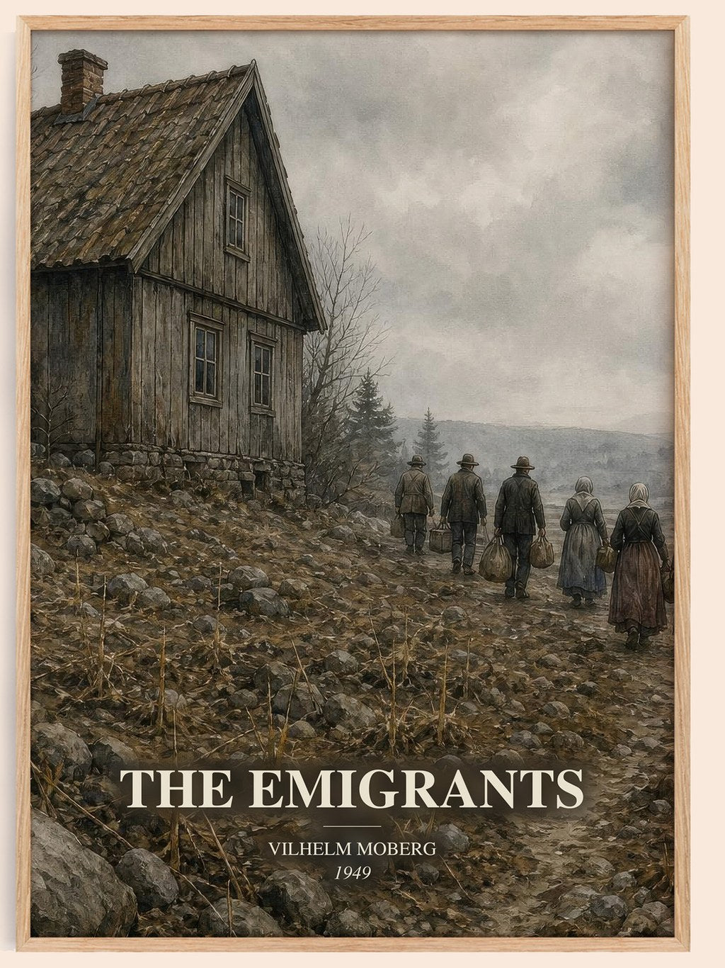 The Emigrants watercolour book poster by Vilhelm Moberg – framed literary art print
