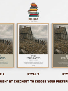 The Emigrants Bookish Wall Art by Vilhelm Moberg – Style X, Y and Z side by side – choose your finish