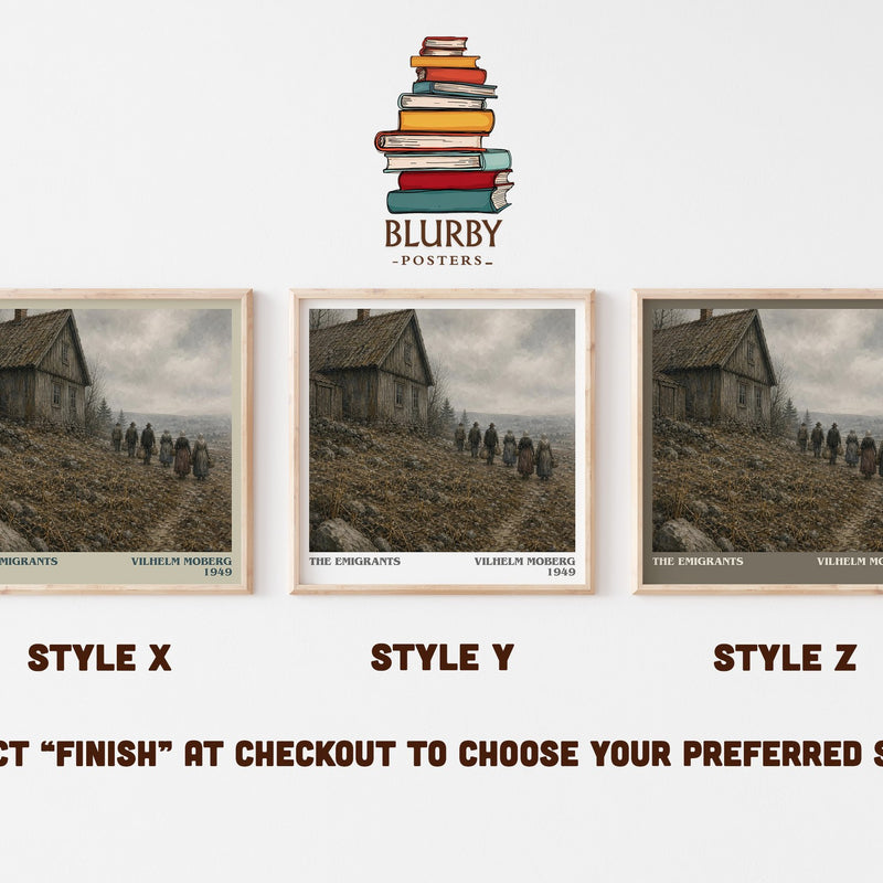 The Emigrants literary print in frame leaning in hallway – historical fiction wall art