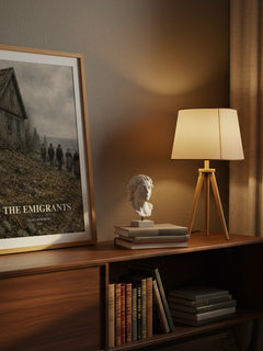 The Emigrants watercolour print on bookshelf – Vilhelm Moberg fan gift