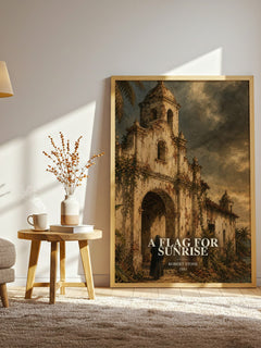 A Flag For Sunrise watercolour print in frame leaning in hallway – literary fiction wall art
