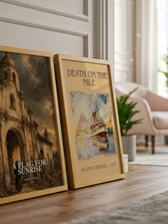 A Flag For Sunrise watercolour print framed by window – literary home decor