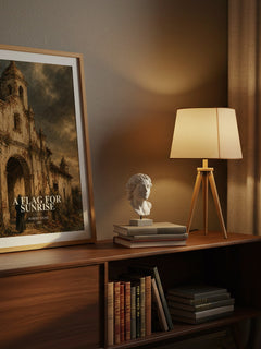 A Flag For Sunrise watercolour print on bookshelf – Robert Stone fan gift