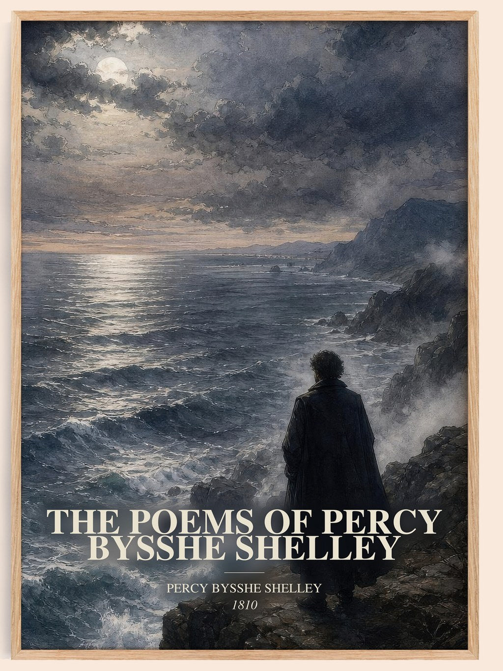 The Poems of Percy Bysshe Shelley watercolour book poster by Percy Bysshe Shelley – framed literary art print
