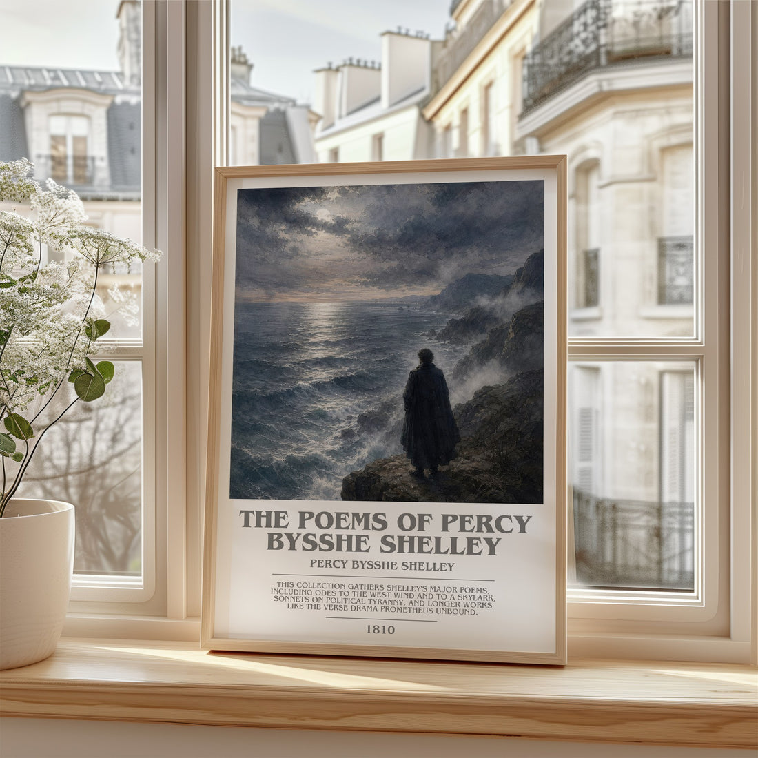 Poems of Percy Bysshe Shelley Bookish Wall Art by Percy Bysshe Shelley – framed print by a bright window