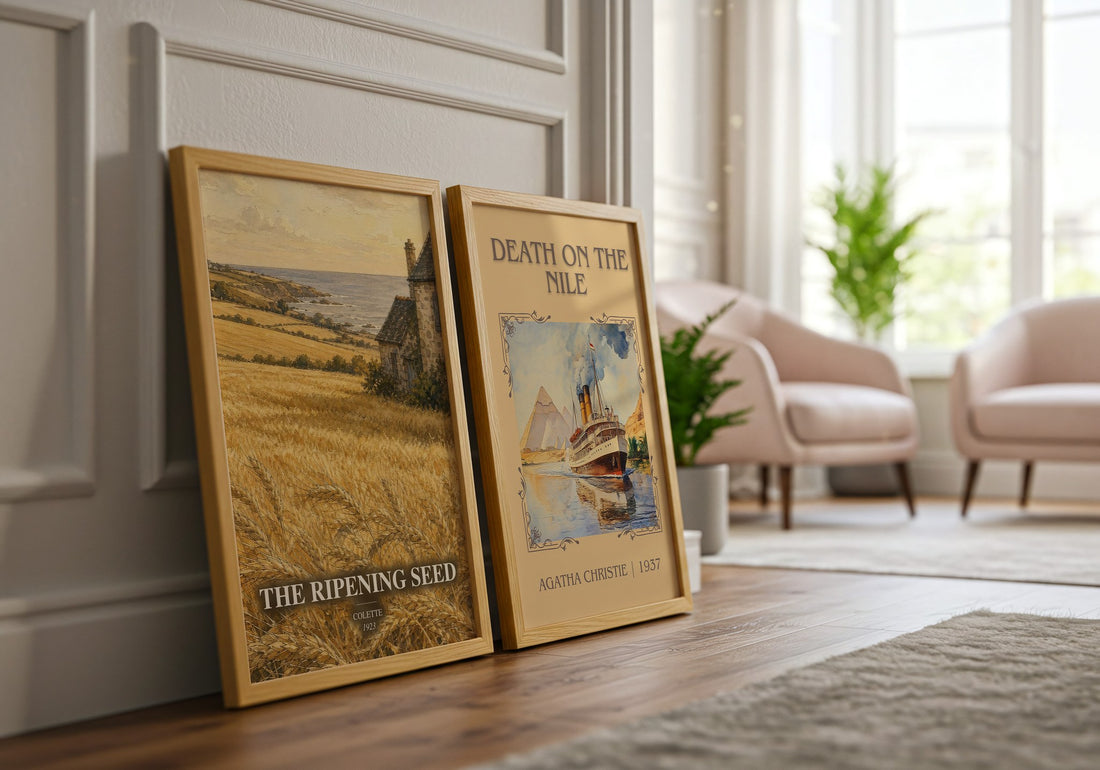 The Ripening Seed watercolour print framed by window – literary home decor