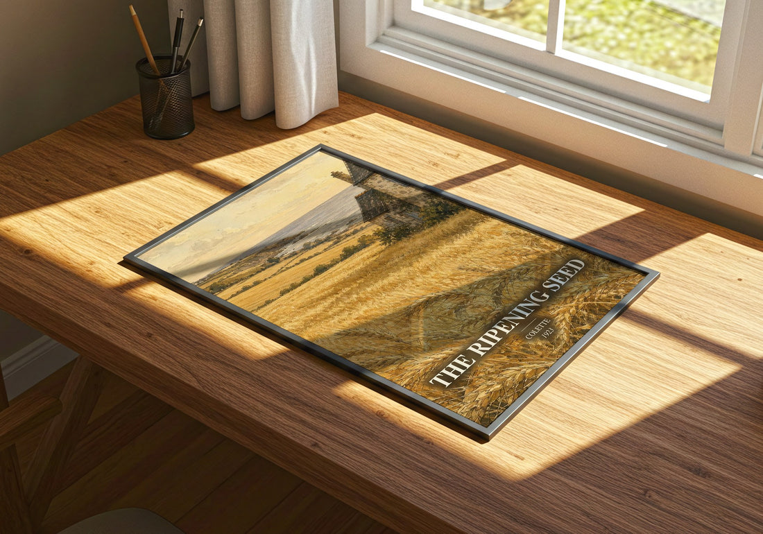 The Ripening Seed watercolour book poster framed on wall – coming of age wall art