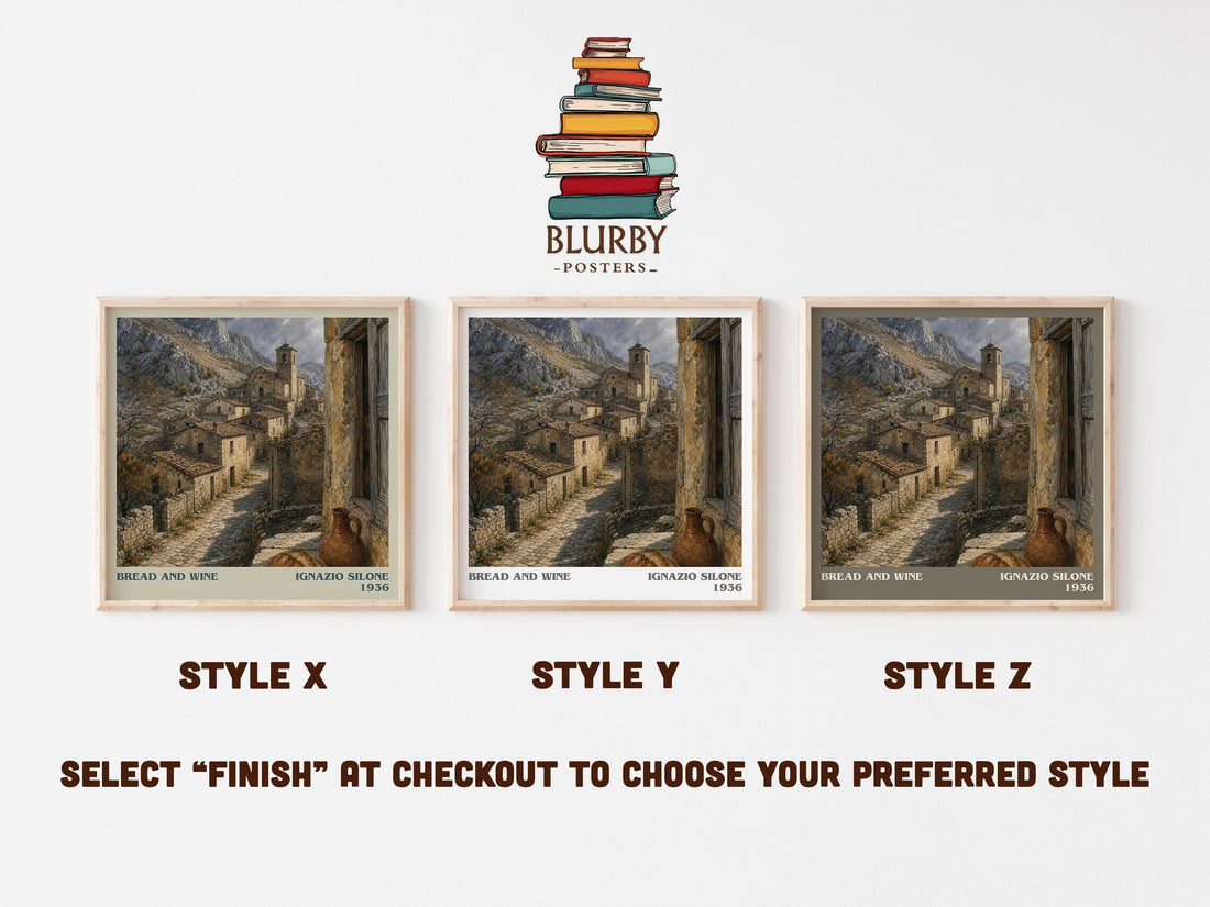 Bread And Wine literary print in frame leaning in hallway – literary fiction wall art (mockup)