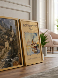 Bread And Wine watercolour print framed by window – literary home decor