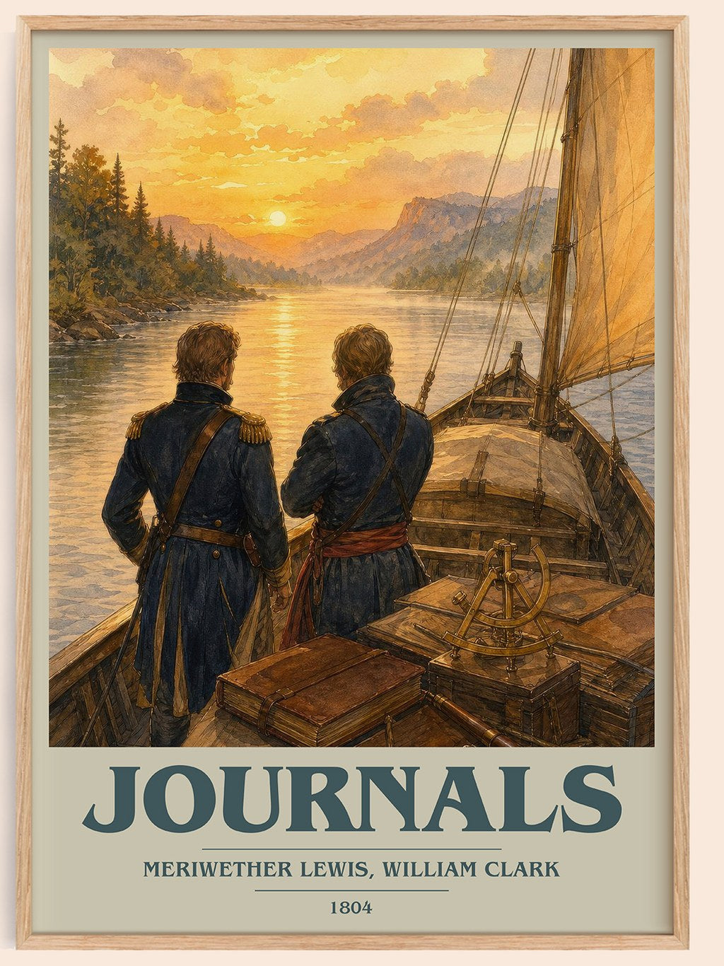 Journals book cover book poster by Meriwether Lewis, William Clark – framed literary art print
