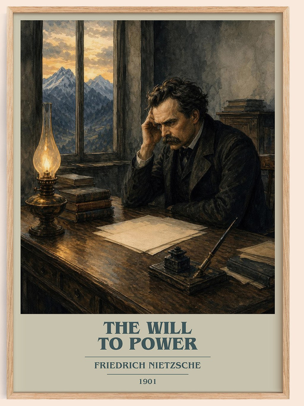 The Will To Power book cover book poster by Friedrich Nietzsche – framed literary art print