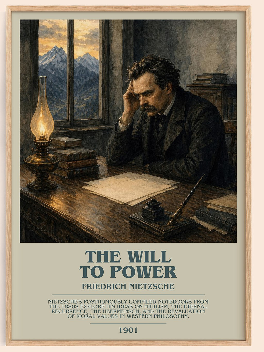 The Will To Power Bookish Wall Art by Friedrich Nietzsche – framed poster