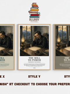 The Will To Power Bookish Wall Art by Friedrich Nietzsche – Style X, Y and Z side by side – choose your finish