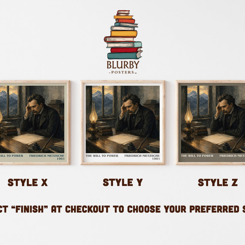 The Will To Power literary print in frame leaning in hallway – philosophy wall art