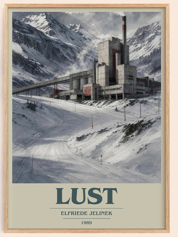 Lust book cover book poster by Elfriede Jelinek – framed literary art print