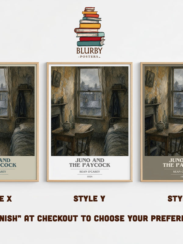 Juno And The Paycock book cover print in frame leaning in hallway – literary fiction wall art