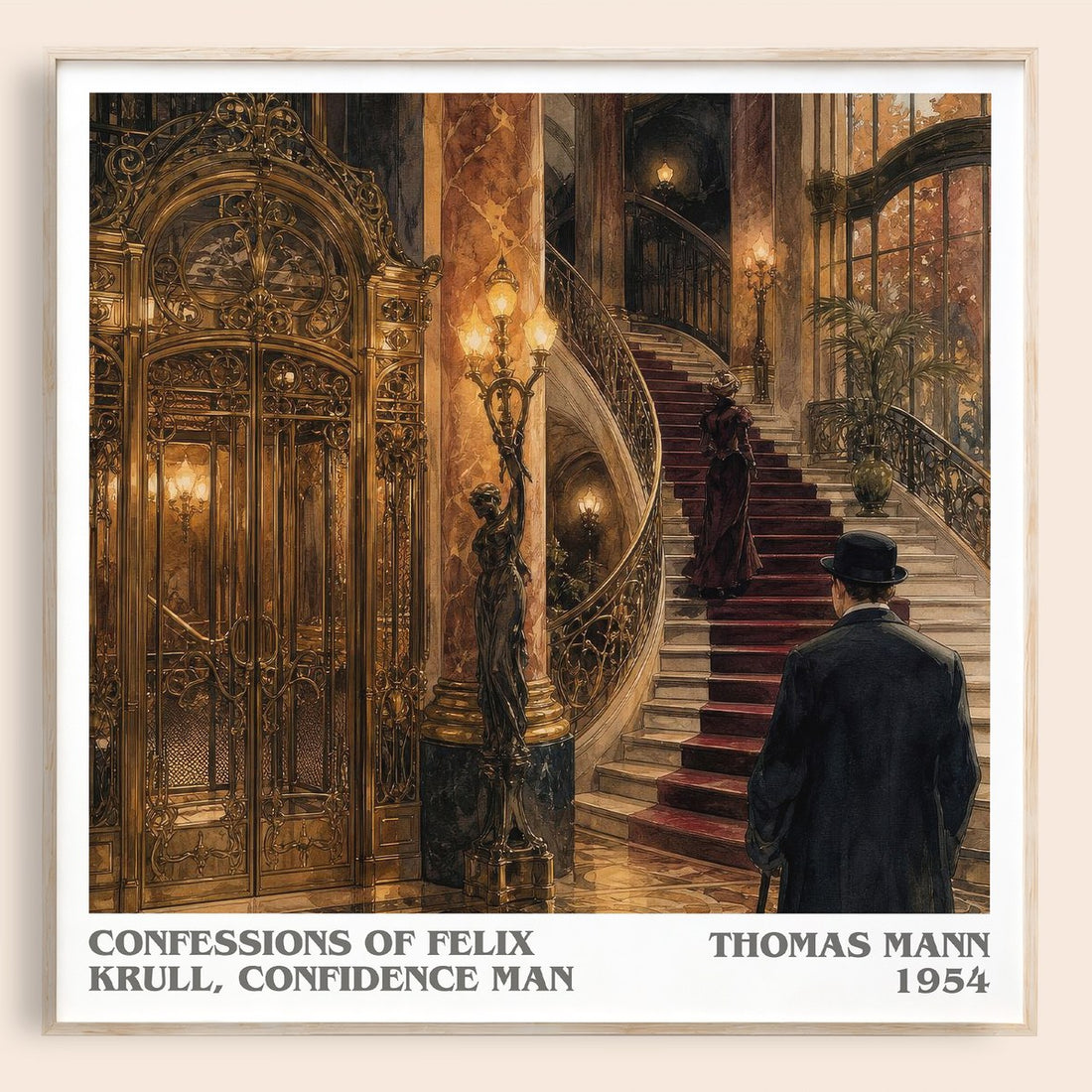 Confessions Of Felix Krull, Confidence Man literary book poster by Thomas Mann – framed literary art print