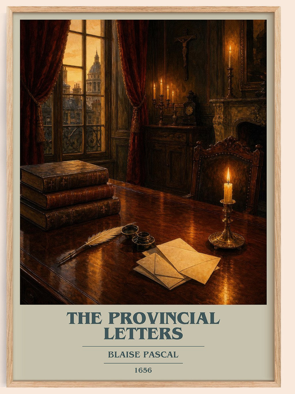 The Provincial Letters book cover book poster by Blaise Pascal – framed literary art print