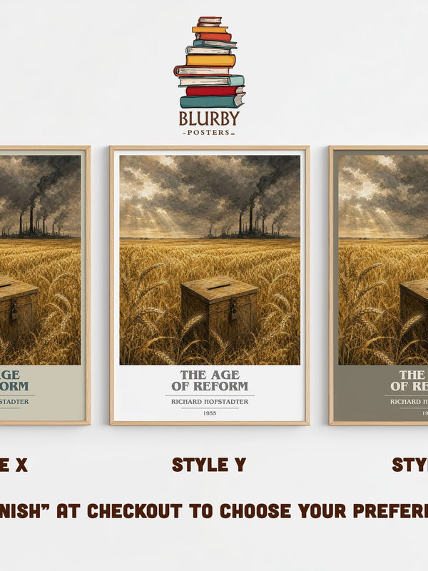 The Age of Reform book cover print in frame leaning in hallway – non fiction wall art