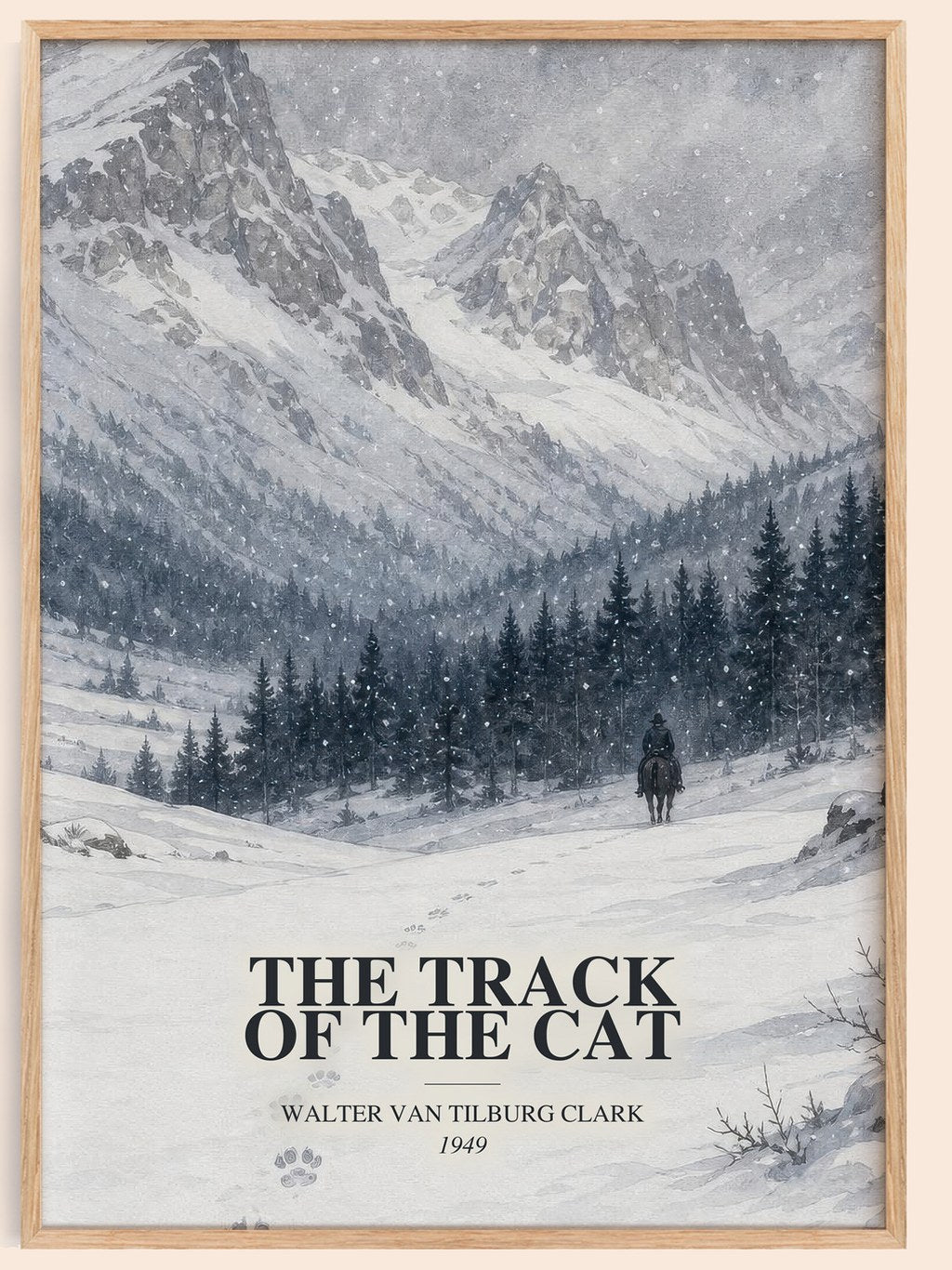 The Track Of The Cat watercolour book poster by Walter Van Tilburg Clark – framed literary art print