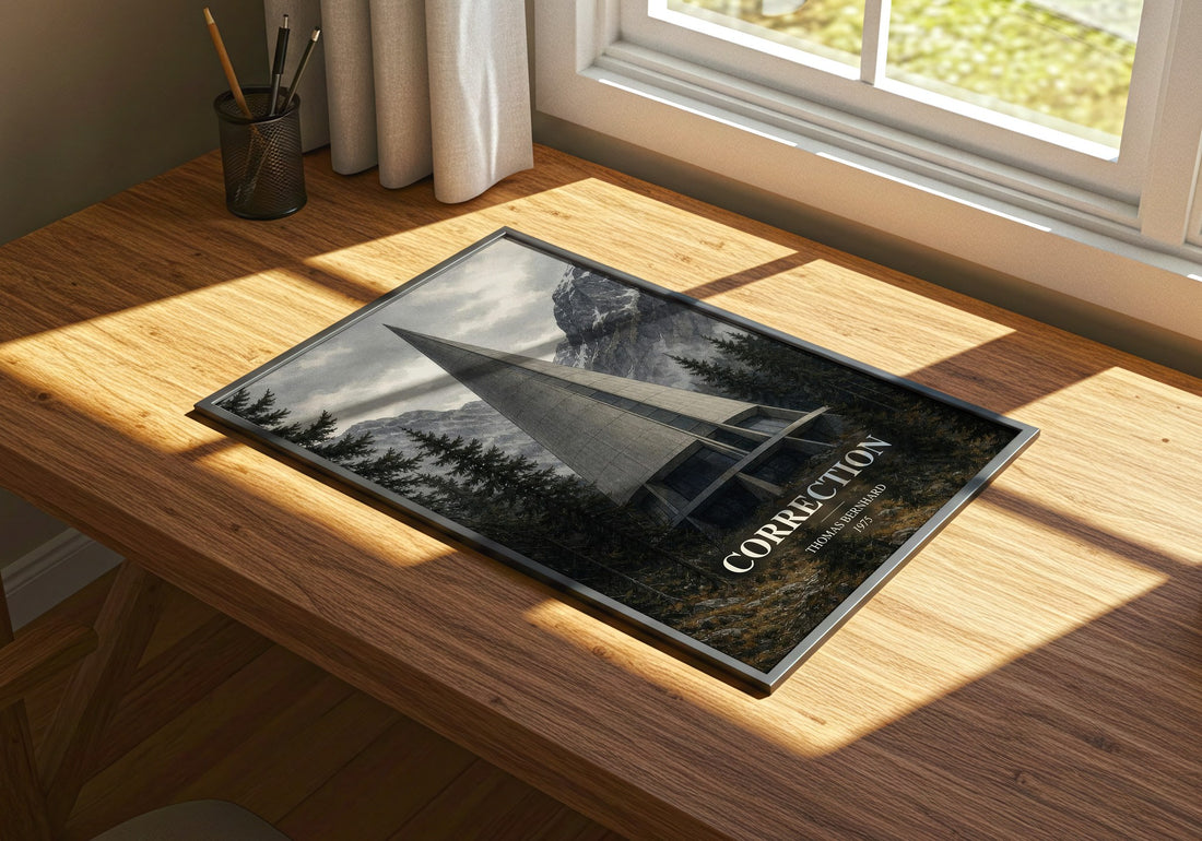 Correction watercolour book poster framed on wall – literary fiction wall art