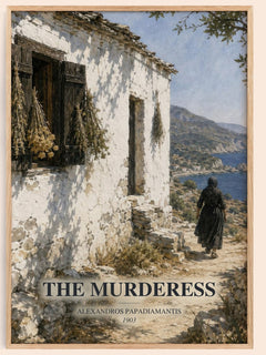 The Murderess watercolour book poster by Alexandros Papadiamantis – framed literary art print