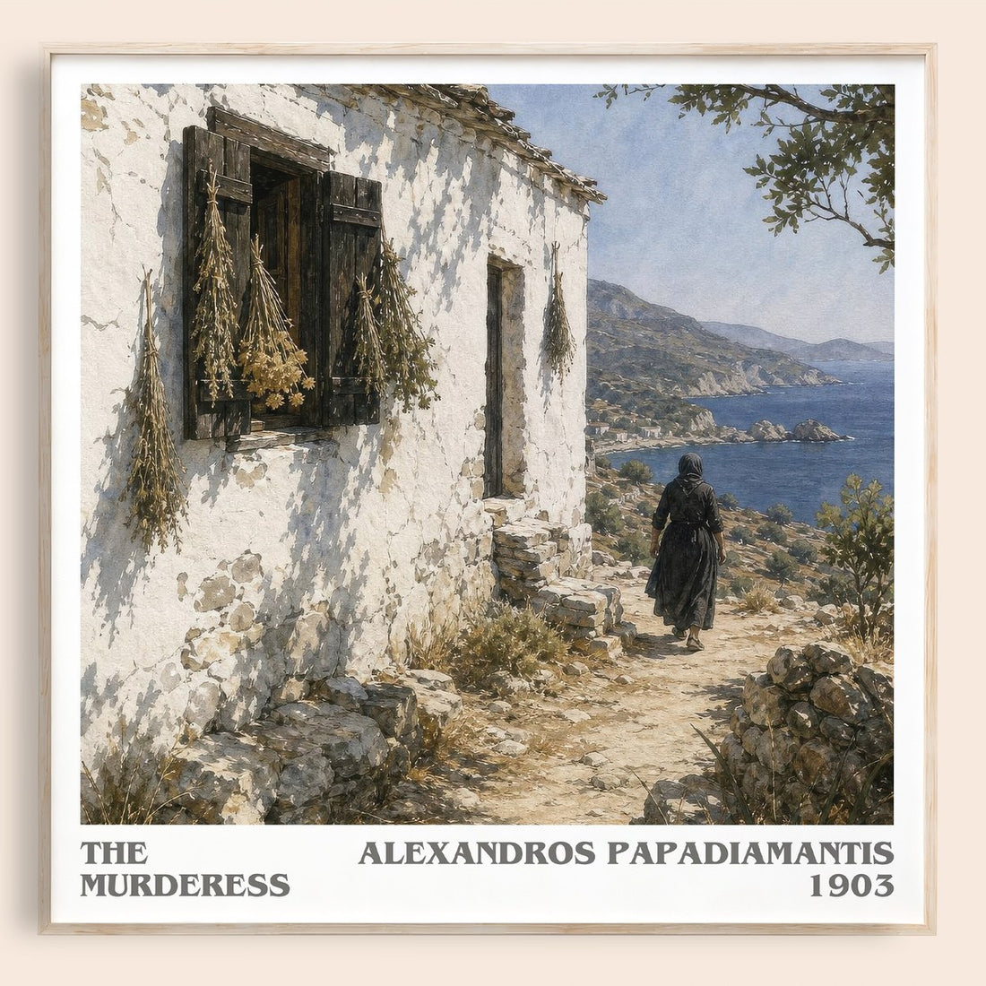 The Murderess literary book poster by Alexandros Papadiamantis – framed literary art print