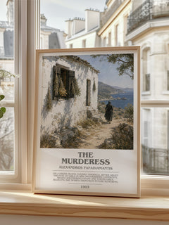 The Murderess Bookish Wall Art by Alexandros Papadiamantis – framed print by a bright window