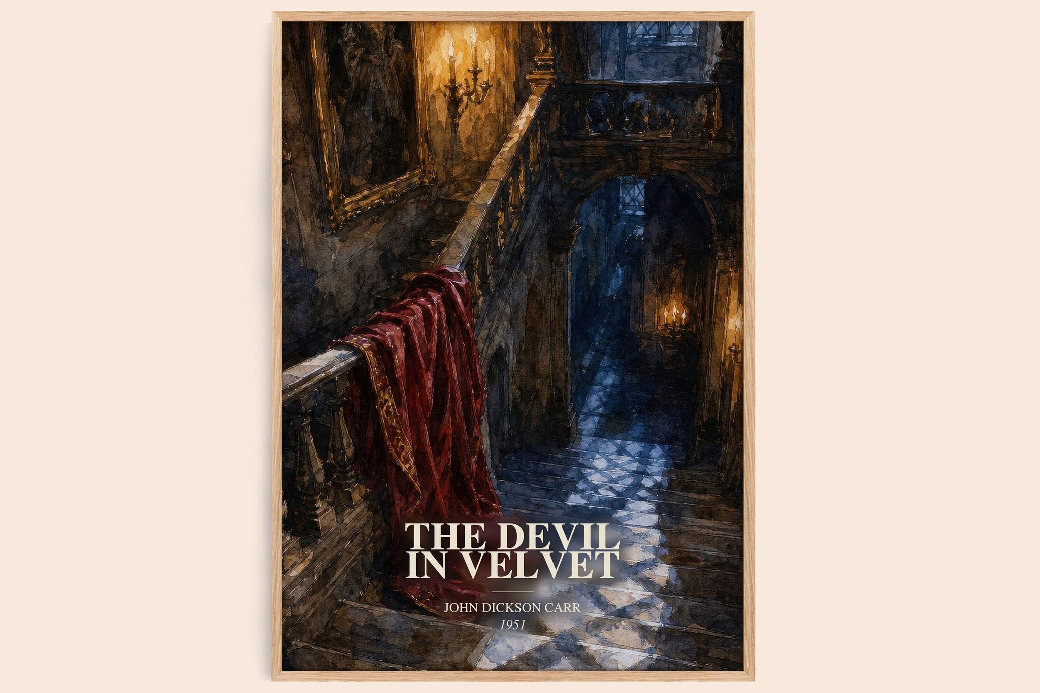 The Devil In Velvet Book Watercolour Illustration by John Dickson Carr