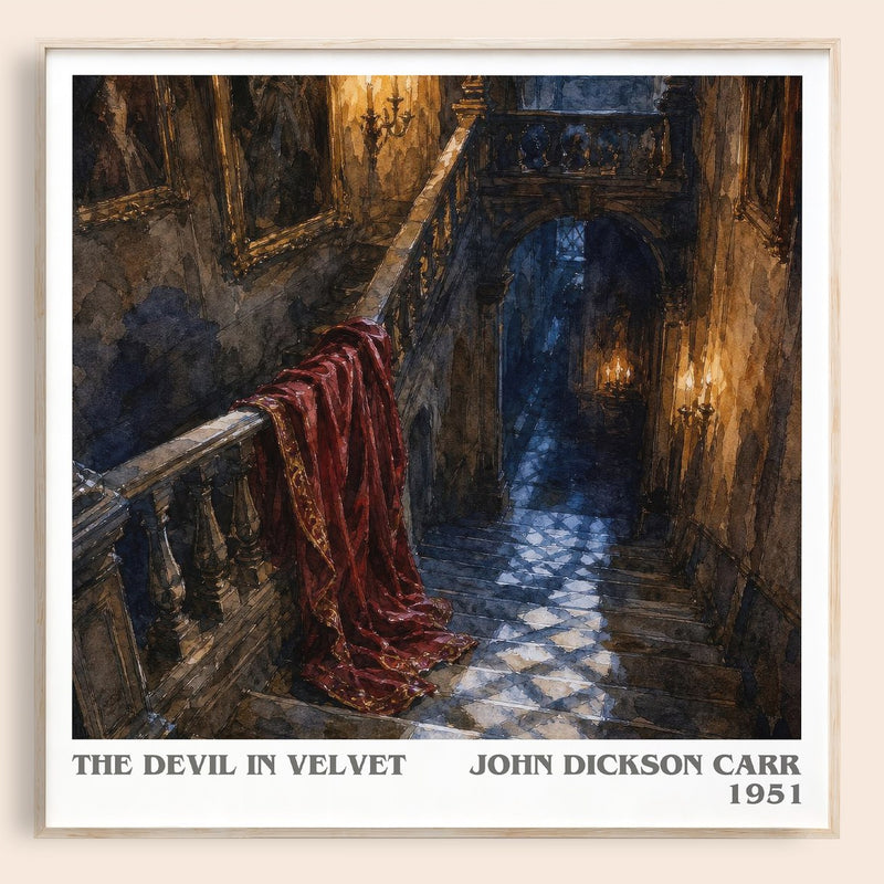 The Devil In Velvet literary book poster by John Dickson Carr – framed literary art print