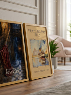 The Devil In Velvet watercolour print framed by window – literary home decor