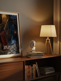 The Devil In Velvet watercolour print on bookshelf – John Dickson Carr fan gift