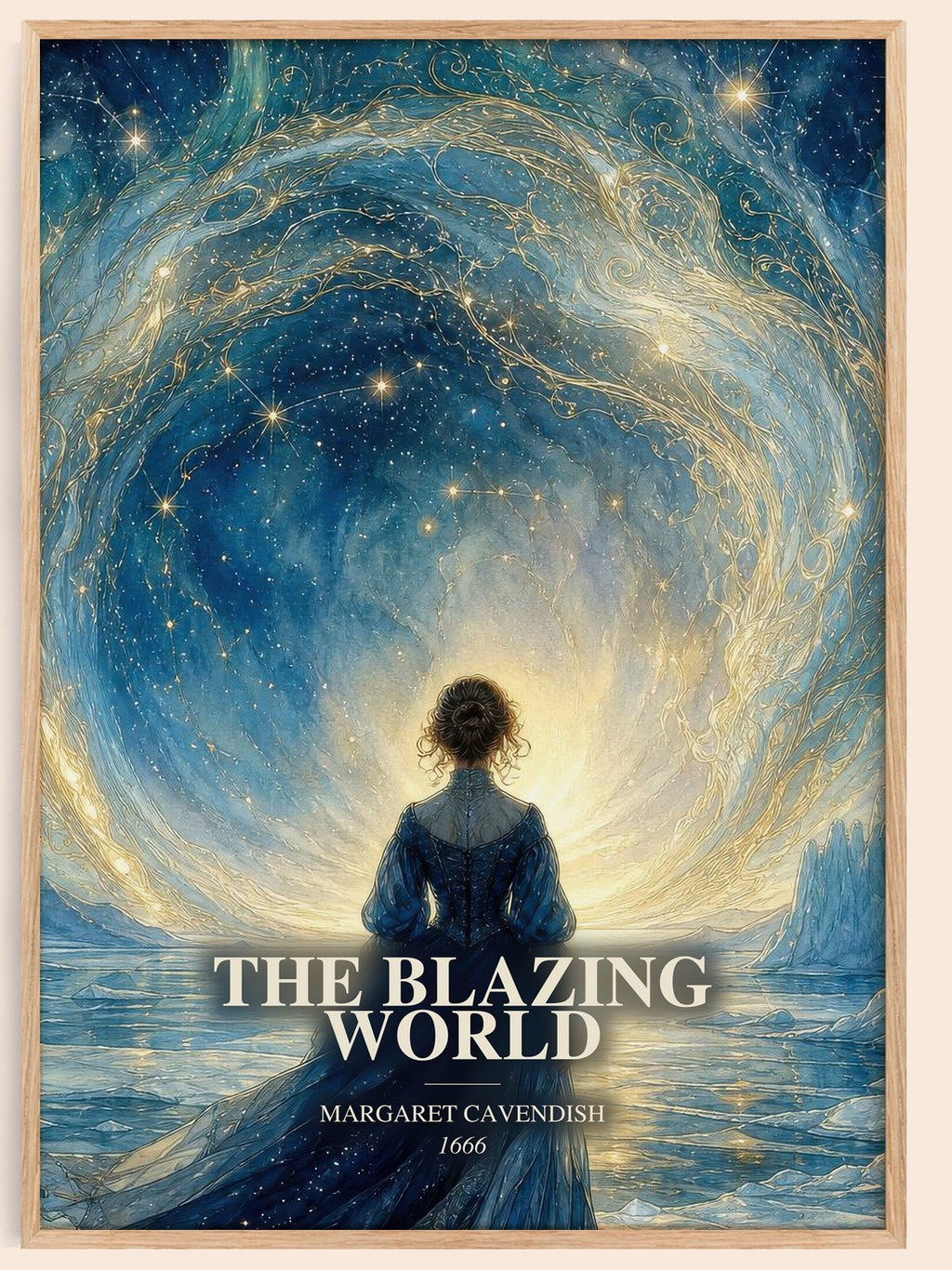 The Blazing World watercolour book poster by Margaret Cavendish – framed literary art print