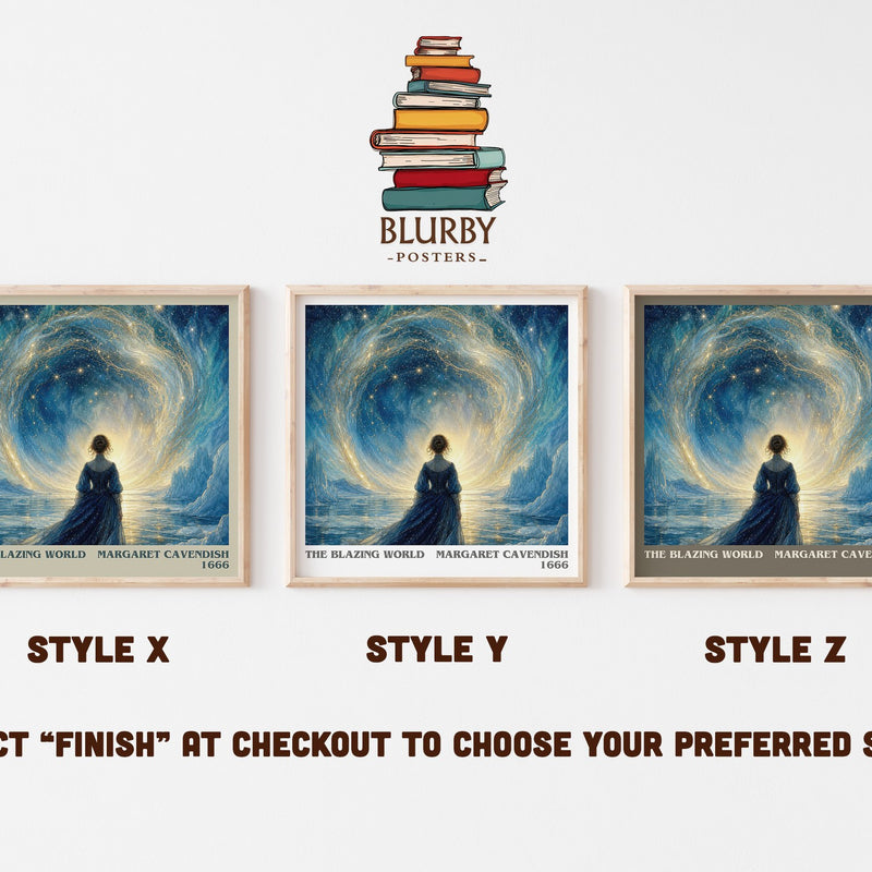 The Blazing World literary print in frame leaning in hallway – sci fi wall art