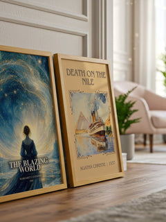 The Blazing World watercolour print framed by window – literary home decor