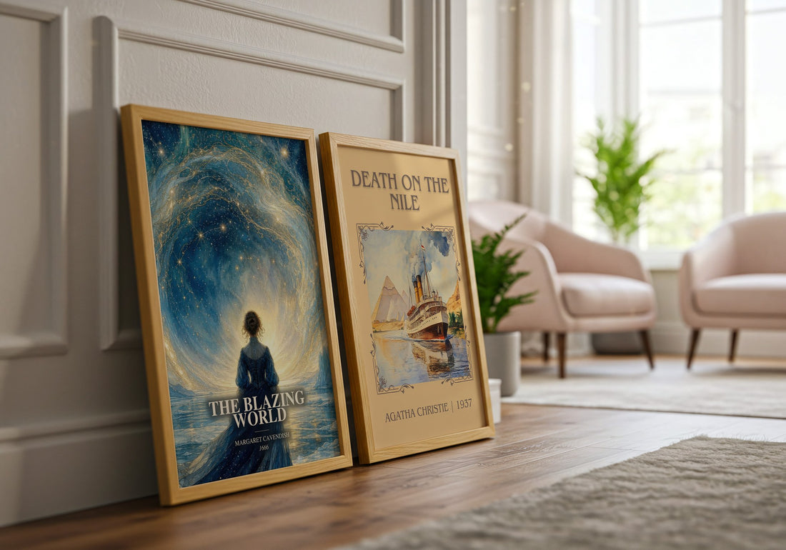 The Blazing World watercolour print framed by window – literary home decor