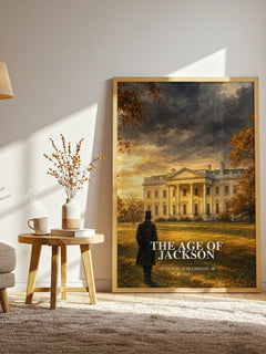 The Age of Jackson watercolour print in frame leaning in hallway – non fiction wall art