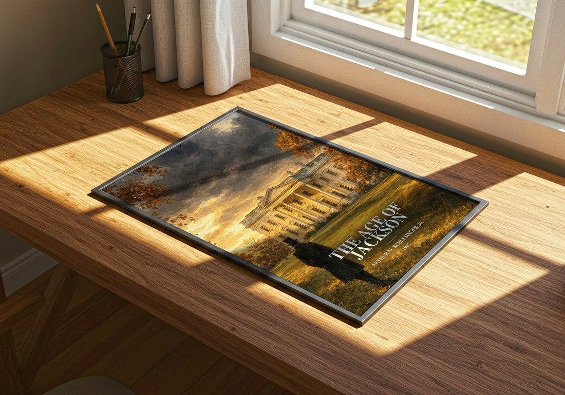 The Age of Jackson watercolour book poster framed on wall – non fiction wall art